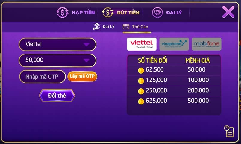 Rút tiền 79Club qua thẻ cào Rút tiền 79Club qua thẻ cào