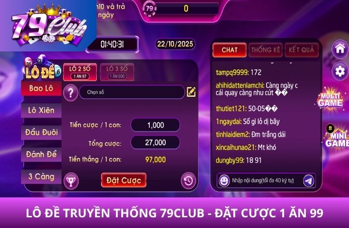 Đặt cược lô đề truyền thống tại 79Club